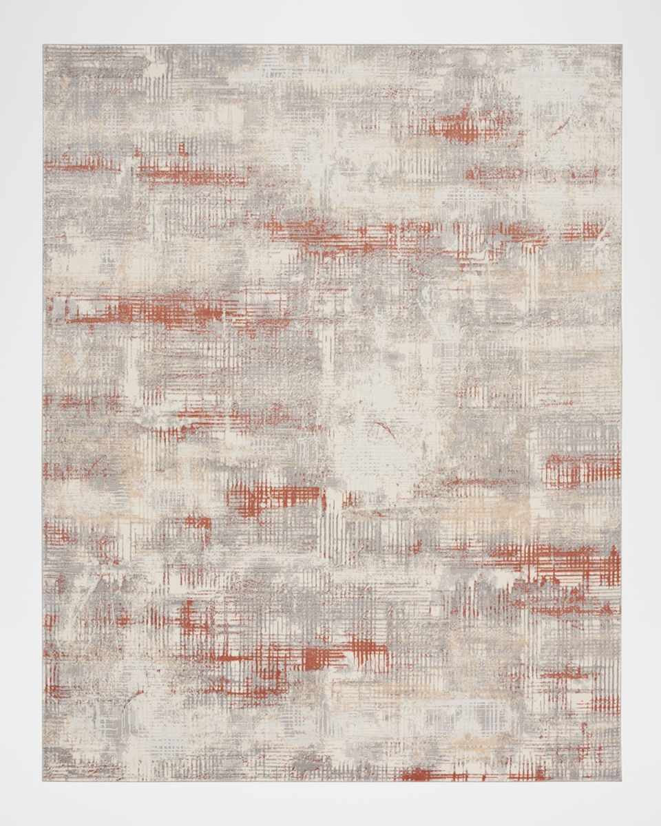 Rush Blue/Beige Power-Loomed Rug, 8' x 10'